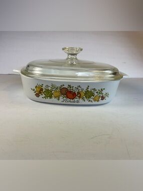 Corning Ware A-8-B Spice of Life L’Echalote Casserole & Pyrex Glass Lid